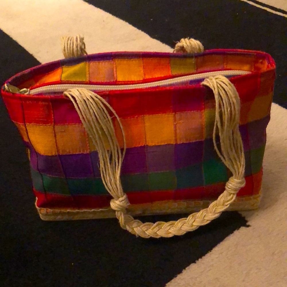 Fun, sporty silk Andre Assous vintage purse.